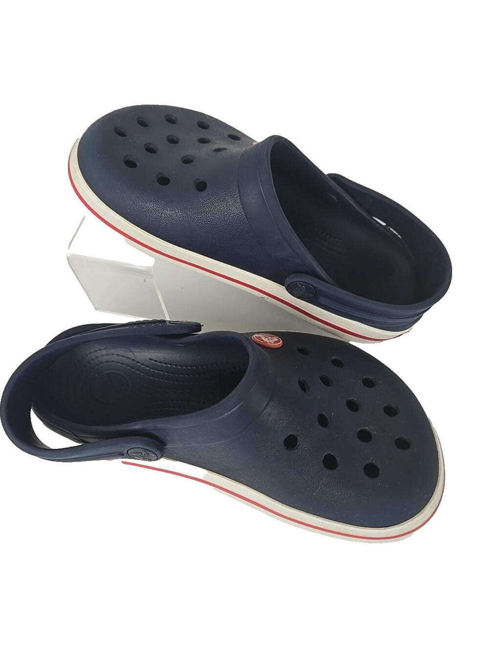 Crocs Crocband Clogs Croslite Foam Red White Blue Stripe Juniors Sz 1